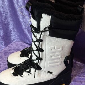 UGG Women's Tall Shasta Black and White Lace-Up Winter Boots